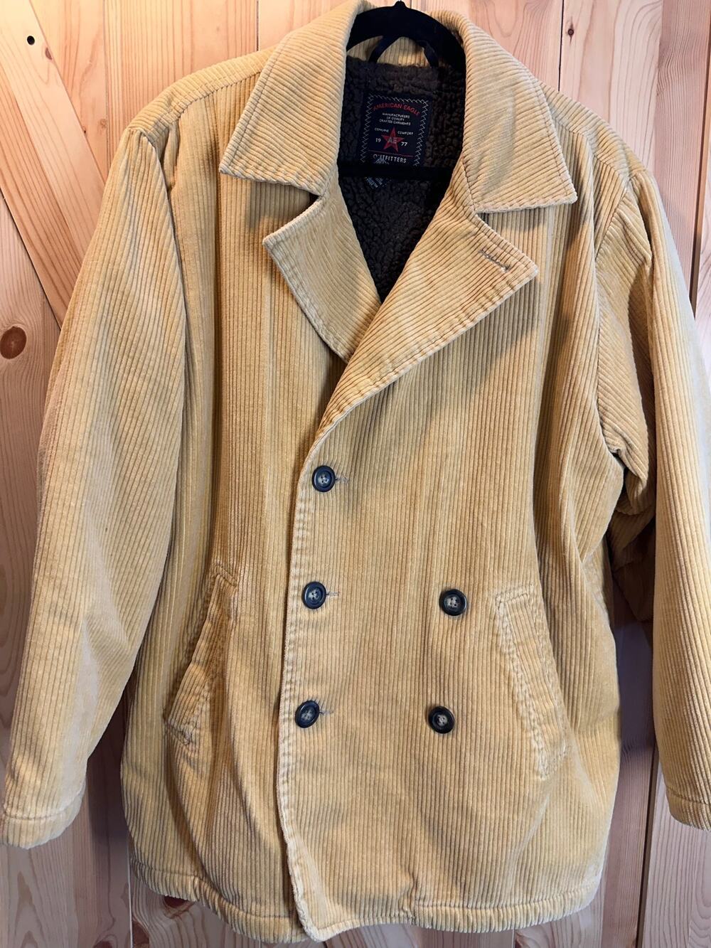 Vtg American Eagle Outfitters Heavyweight Corduroy Sherpa Lined Peacoat